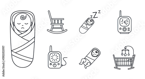 Baby Swaddled in Blanket Sleeping.