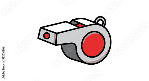 A graphic illustration of a sports whistle on a white background.