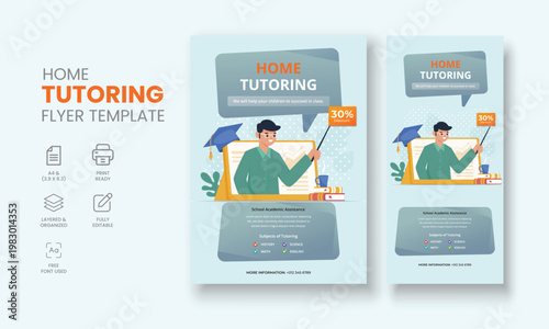 Private Tutor Flyer Template, Home Tuition Flyer, Online Tutors Flyer Template, Course Poster Template, Education Flyer