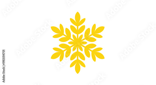 Abstract Yellow Snowflake Icon on White Background