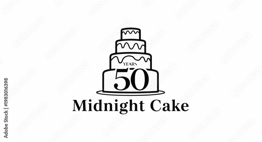Naklejka premium A stylized multi-tiered cake illustration with the number 50