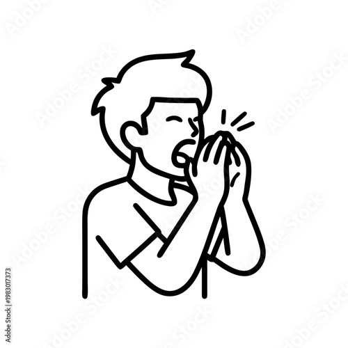 Teenager shouting while cupping hands around mouth in excitement  