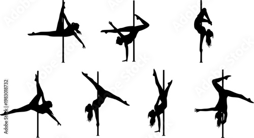 dance silhouettes collection featuring athletic poses and acrobatic movements for fitness and artistic projects