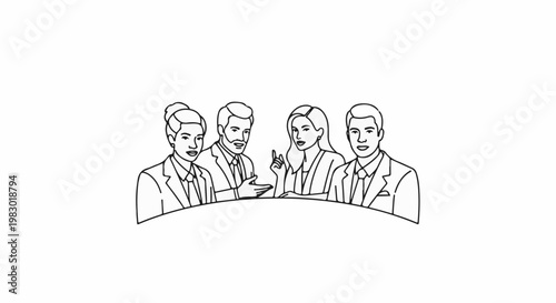 Four business professionals in discussion around a table