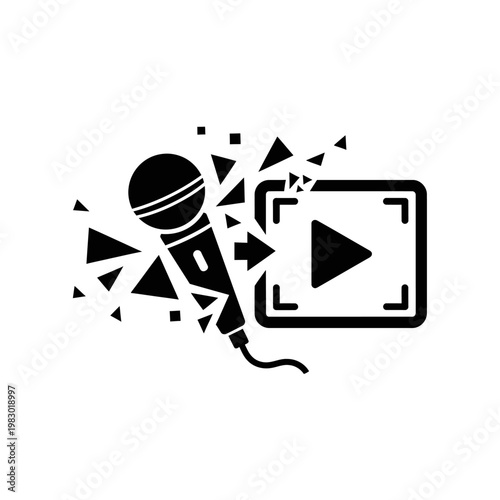 Microphone with Video Play Icon Illustration