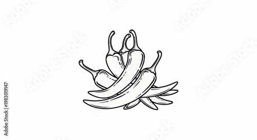 Stylized line drawing of a cluster of hot chili peppers