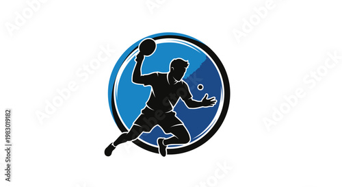 Table tennis player in action silhouette