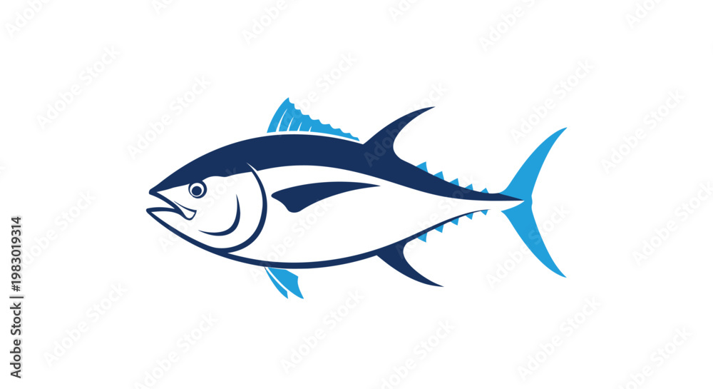 Obraz premium Stylized blue tuna fish illustration
