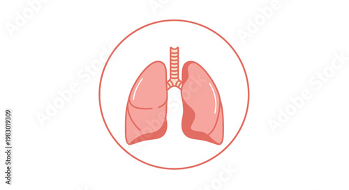 Illustration of human lungs within a circle