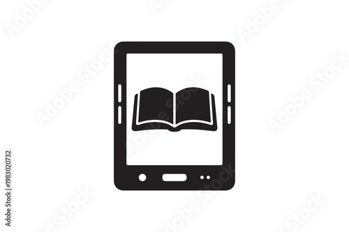 Ebook Reader Silhouette Icon, Digital Reading Device Symbol Vector