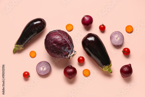Fresh eggplants with cabbag...