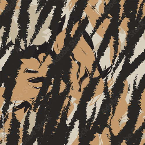 Brown Abstract Zebra Floral Pattern Design