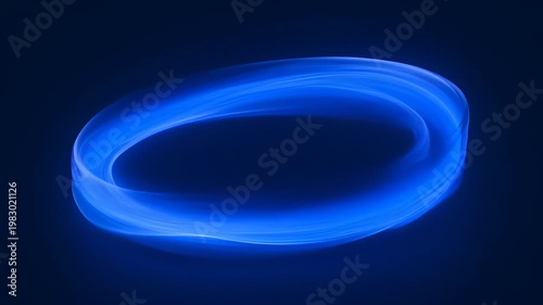 Blue light ring abstract glow circle neon loop motion blur on dark background with minimal futuristic digital effect and smooth glowing blue purple neon circle effect