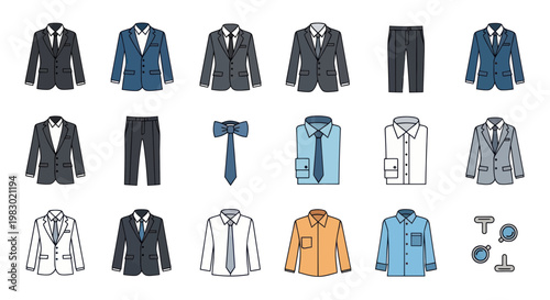 Men's Formal Wear Collection: Suits, Shirts, Ties & Accessories Icons