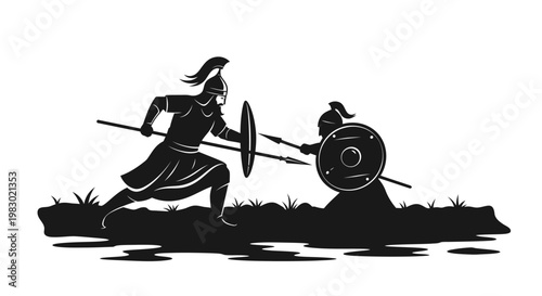 Ancient Warriors Battle Silhouette