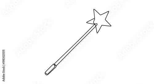 Cuadro en lienzo Hand-drawn star magic wand on white background, simple line art illustration