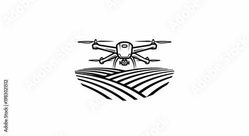Drone surveying cultivated fields, technological innovation in agriculture