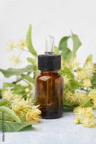 Bottle of essential oil and...