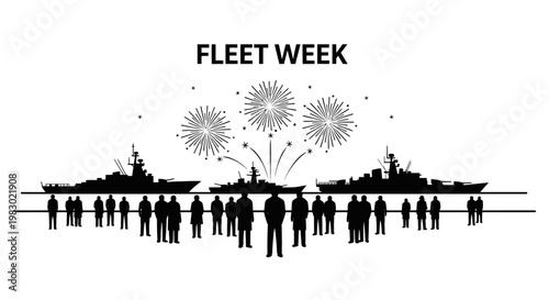 Fleet Week Celebration with Navy Ships and Fireworks