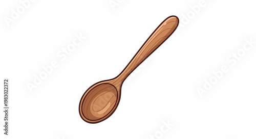 A single wooden spoon with a smooth, curved bowl and handle against a white backdrop