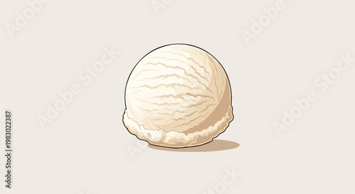 A single scoop of creamy vanilla ice cream casting a subtle shadow