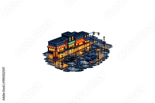 Rainy City Street Scene