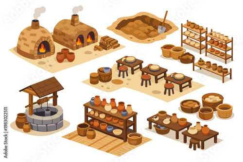 Pottery Workshop Isometric Scene
