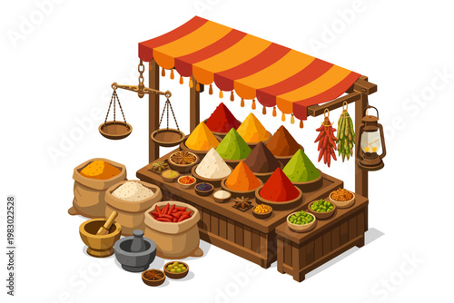 Colorful Spice Market Stall