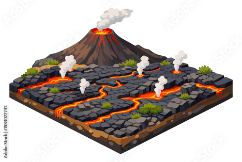 Volcano Eruption and Lava Flow