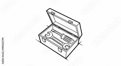 Open toolbox with wrench and screwdriver