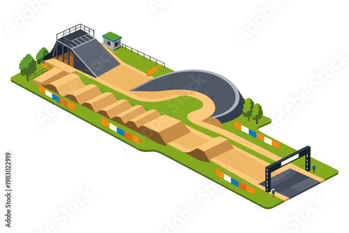 BMX Track With Jumps And Ramps