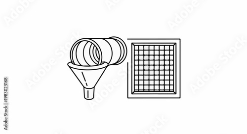 Illustration of a filter with a funnel and a grid structure