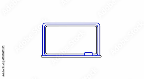 A simple, clean illustration of a whiteboard with a blue border and an eraser