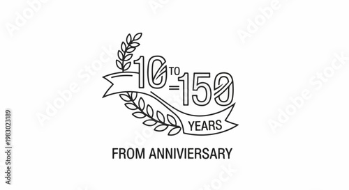 Festive laurel wreath logo displays numbers 10 to 150 with text