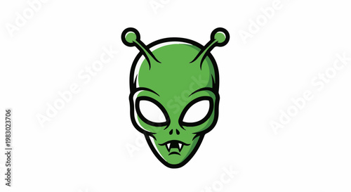 Green alien head with large eyes and antenna
