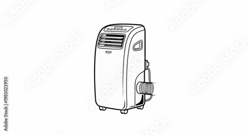 Portable air conditioner unit with exhaust hose and control panel