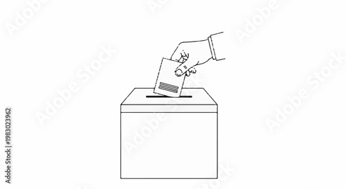 Hand placing a ballot into a box
