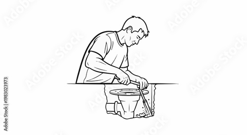 Person using tool to fix plumbing fixture