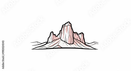Stylized rock formation with prominent peaks and a gentle slope