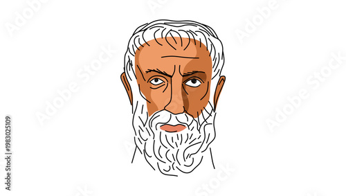 Xenophanes portrait, flat vector illustration