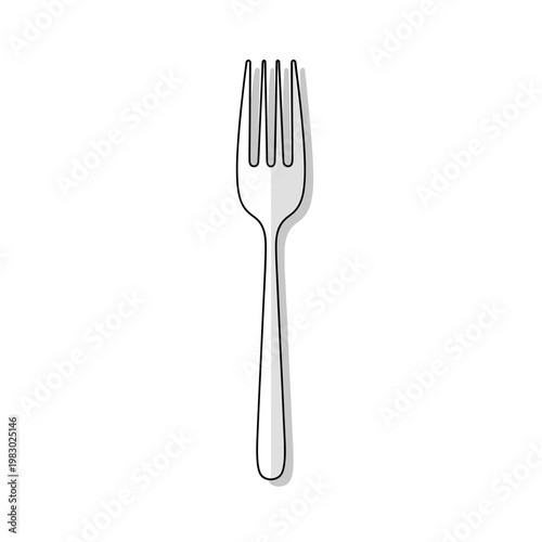 A simple, clean illustration of a four-tined fork with a subtle shadow.