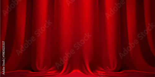 red velvet theater curtain background with soft fabric texture and elegant stage backdrop