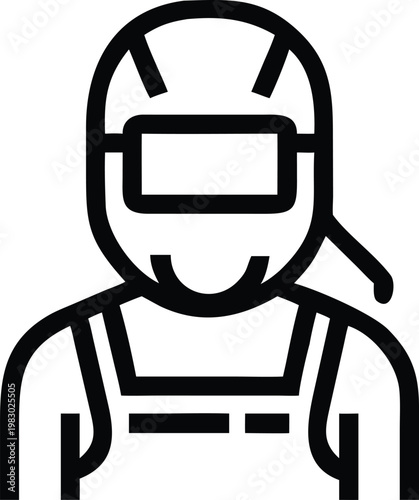 Industrial Welder Wearing Protective Face Shield and Work Overalls Uniform