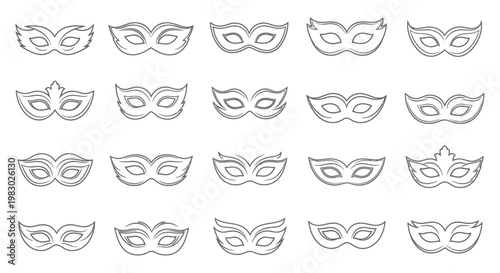 Collection of Venetian Masquerade Masks - Decorative Icons