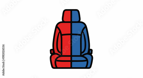 Simple icon of a car seat with red and blue sections