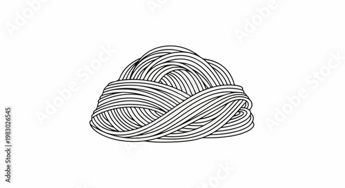 Stacked, intertwined, thin, white lines form a tangled, nest-like shape