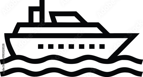 Large passenger cruise ship or elegant yacht sailing across open waters with prominent waves