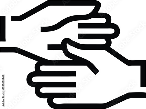 Interlocked Hands Outline Illustrating Unity Teamwork and Collaborative Partnership