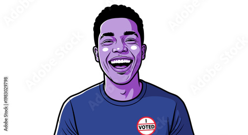 Smiling Young Man With "I Voted" Sticker