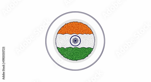A plate of food arranged to resemble the Indian flag